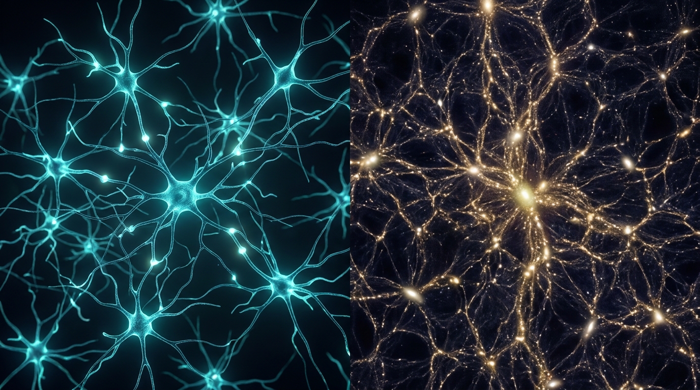 脳神経のネットワークと銀河（宇宙網）のフラクタル比較